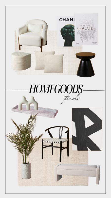 HOMEGOODS FINDS
—
Decor, coffee table books. Artwork, canvas, faux greenery, dining chair, throw pillow, stool, rug 

#LTKunder100 #LTKhome #LTKFind