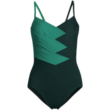 Women's Slender Suit Pleated X-back One Piece Swimsuit | Lands' End (US)