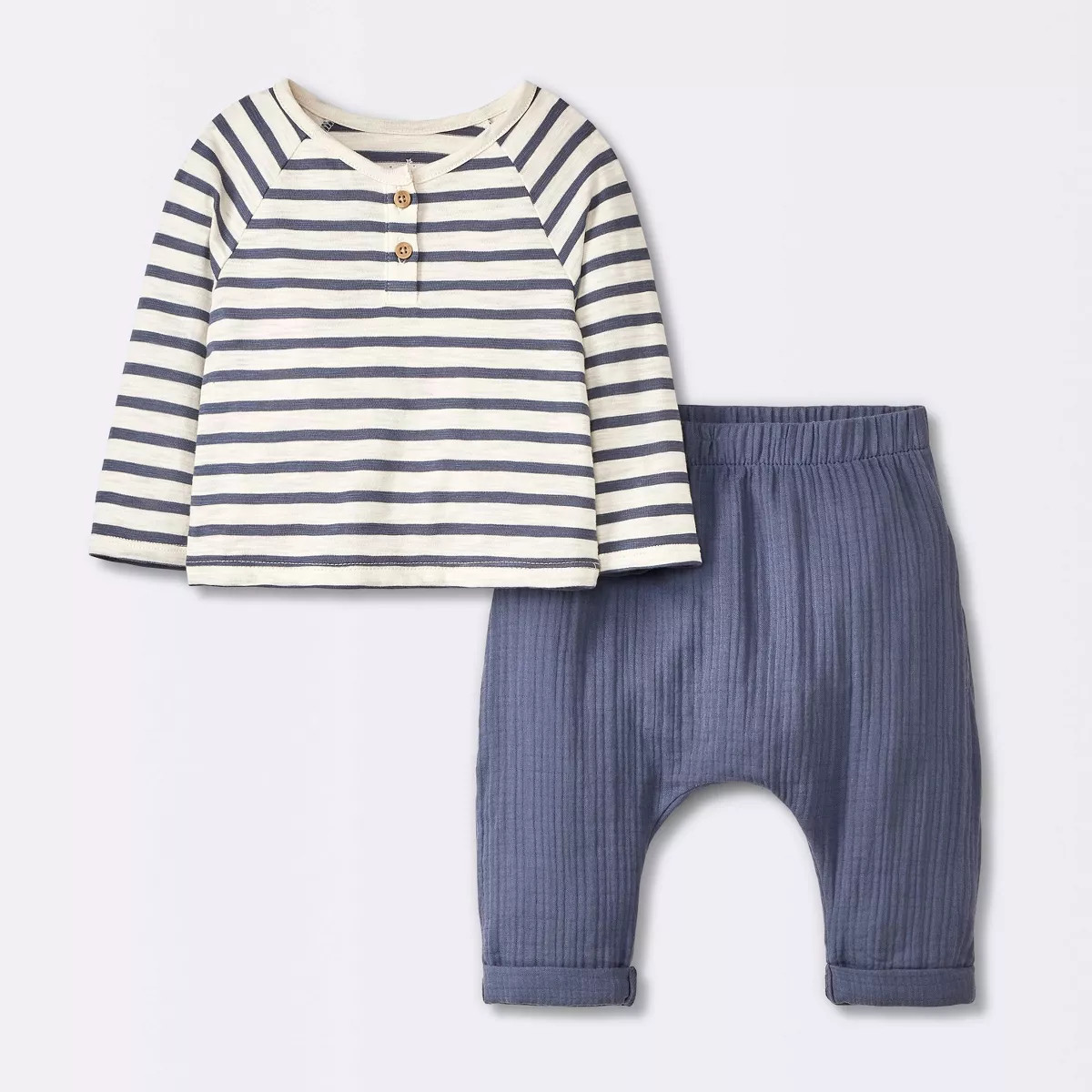Baby Boys' Striped Jersey T-Shirt & Pants Set - Cloud Island™ Brown 3-6M | Target