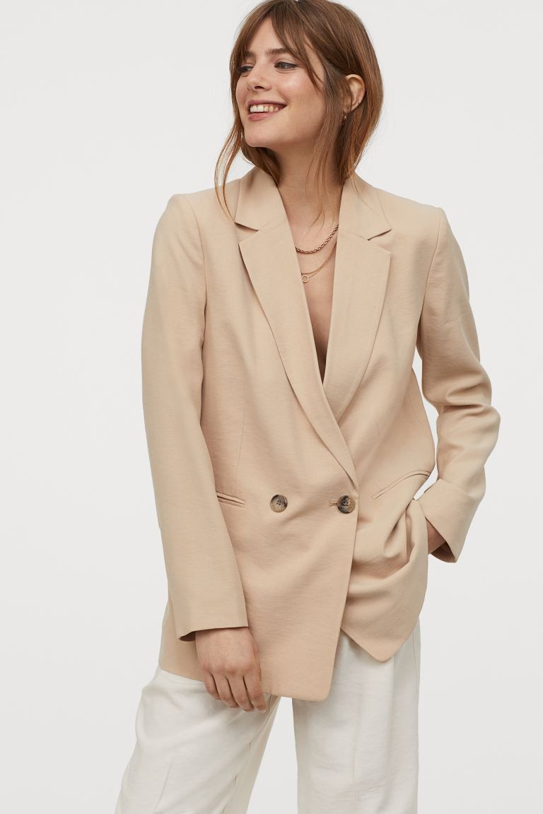 Straight-cut, double-breasted jacket in woven fabric with notch lapels, buttons at the front and ... | H&M (UK, MY, IN, SG, PH, TW, HK)