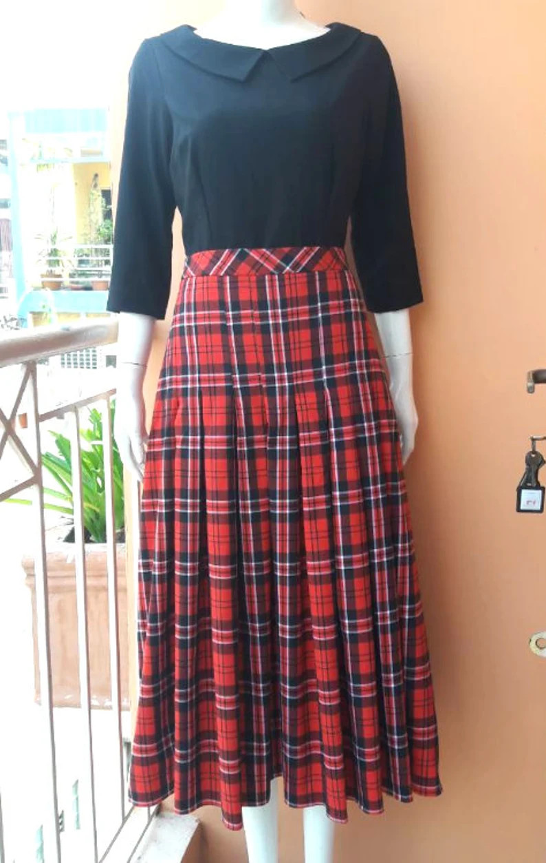 Kate Middleton red tartan plaid skirt inspired custom made | Etsy (US)