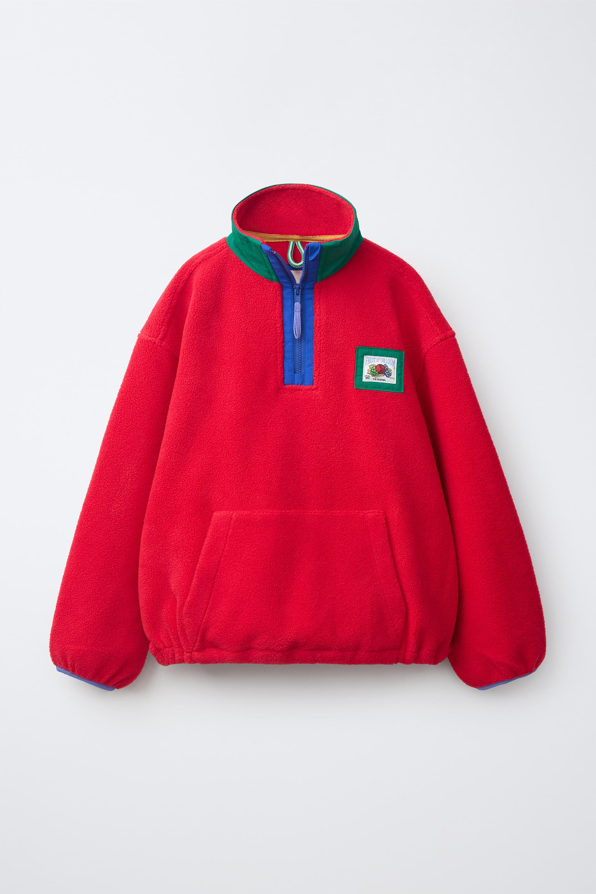 Zara - Fruit Of The Loom™ Label Fleece Sweatshirt - Red - 11-12 Years (59,8 Inches) - Kids | Zara US