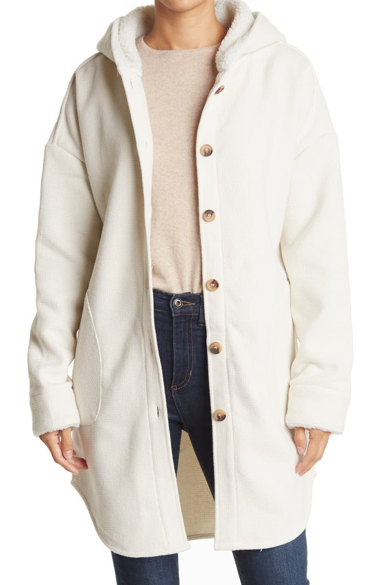 Faux Shearling Hooded Shacket | Nordstrom Rack