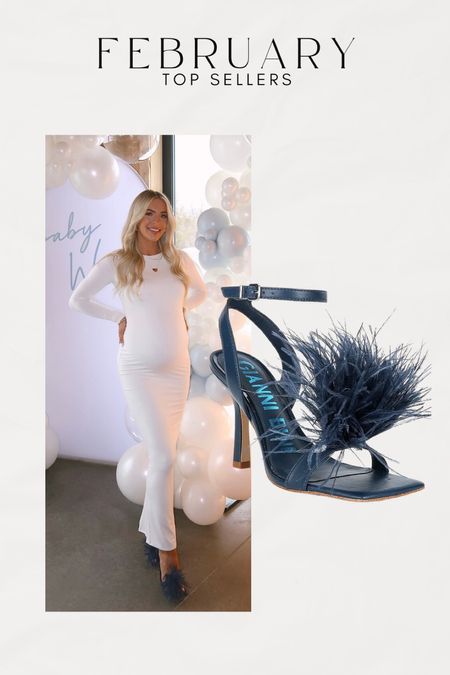 Baby shower feather heels 💙 true to size 

#LTKbump #LTKSeasonal #LTKshoecrush