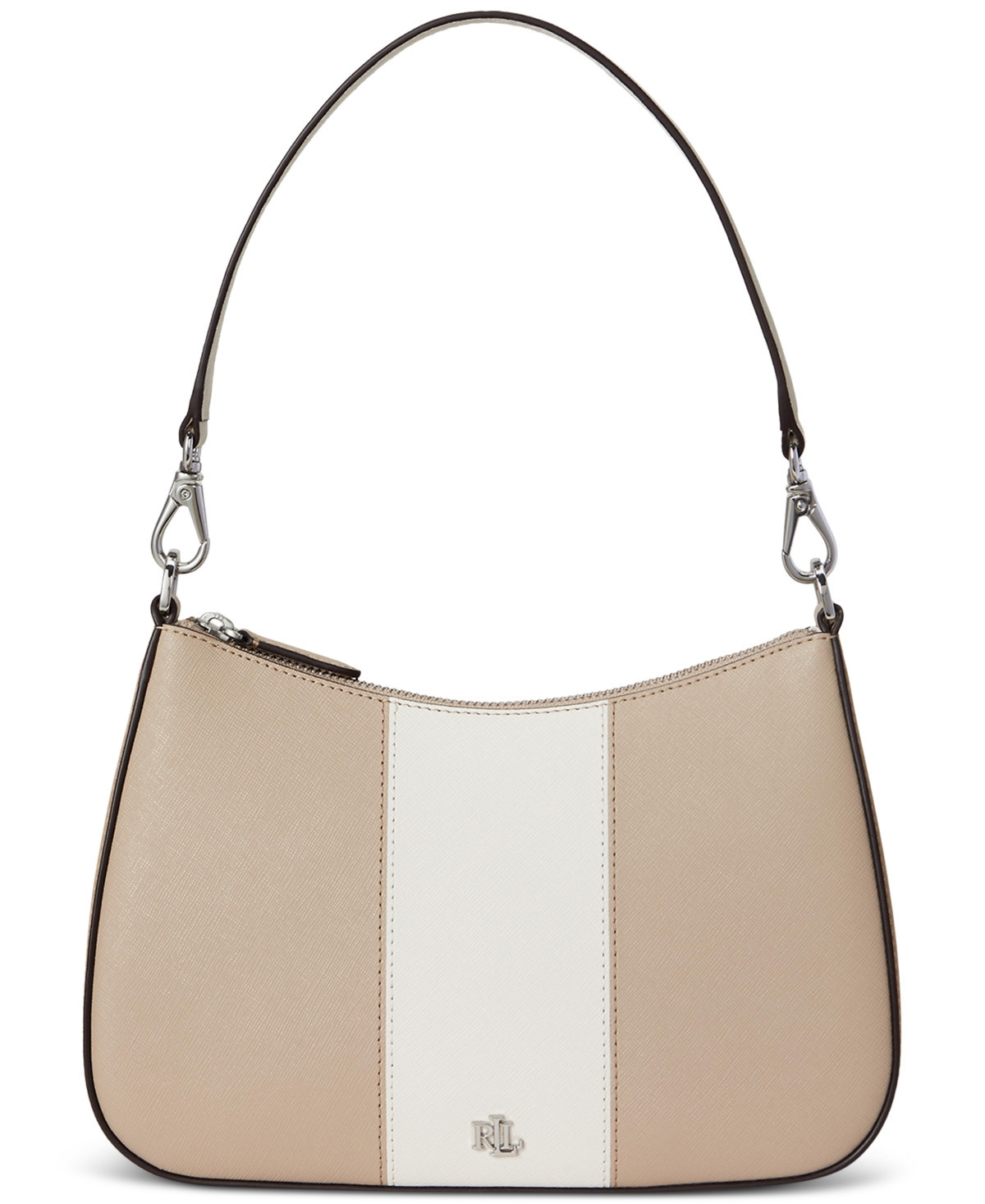 Lauren Ralph Lauren Two-Tone Leather Small Danni Shoulder Bag - Birch Tan/soft White | Macy's