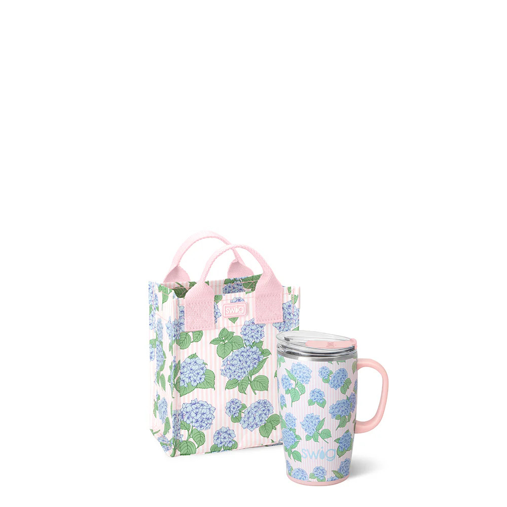 Hydrangeas Travel Mug 18oz Gift Set | Swig Life