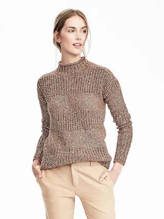 Banana Republic Heritage Metallic Ribbed Pullover Size L - Sable brown | Banana Republic US