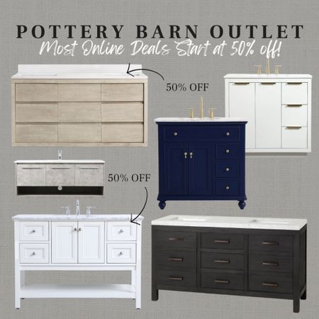 CLICK THE FIRST PHOTO TO VIEW THE FULL POTTERY BARN ONLINE OUTLET!
Open box bathroom vanities! 
