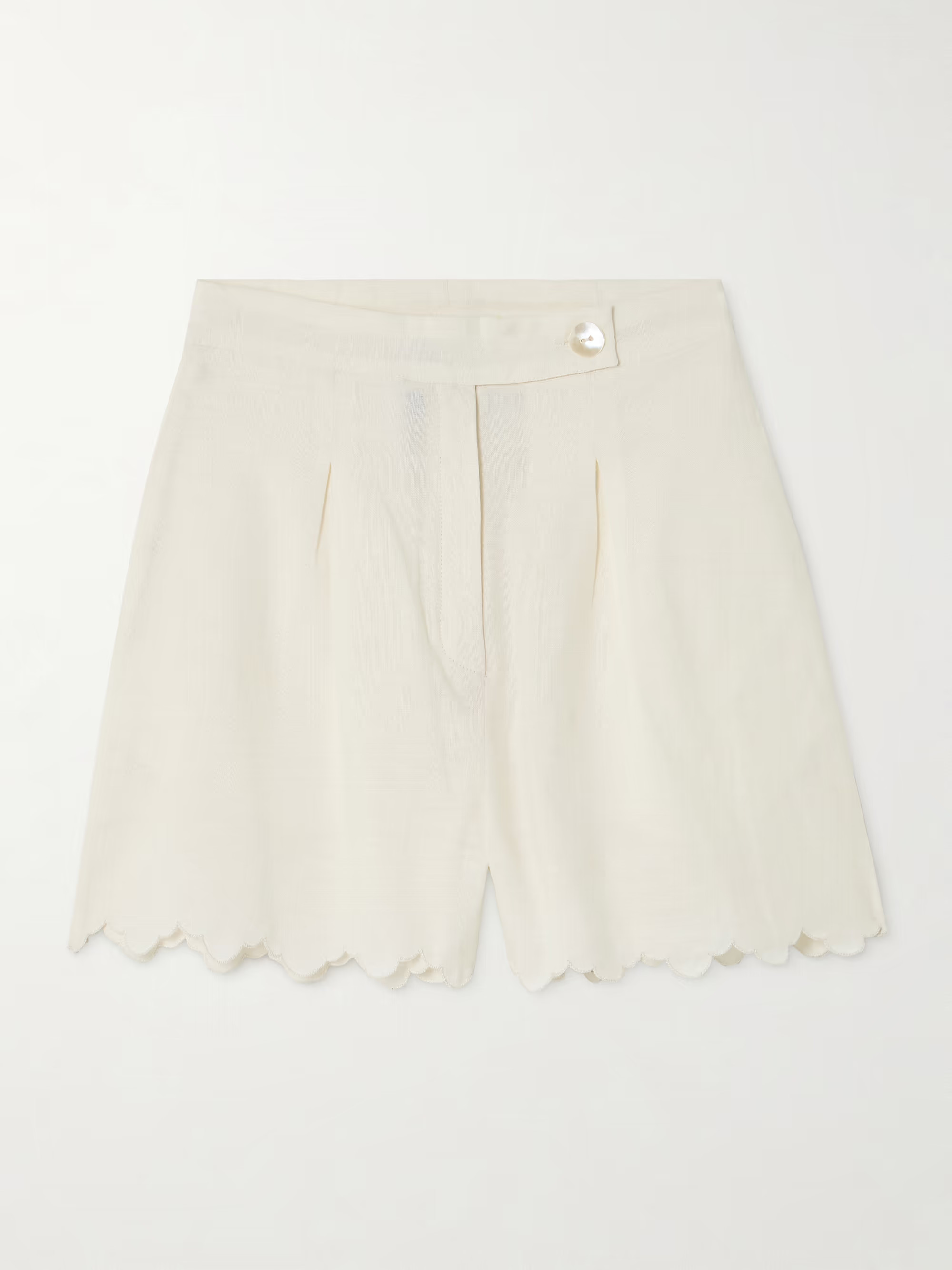 Walt scalloped cotton and linen-blend shorts | NET-A-PORTER (US)