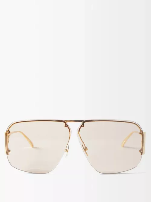 BOTTEGA VENETA SQUARE AVIATOR METAL SUNGLASSES – Big Drop NYC