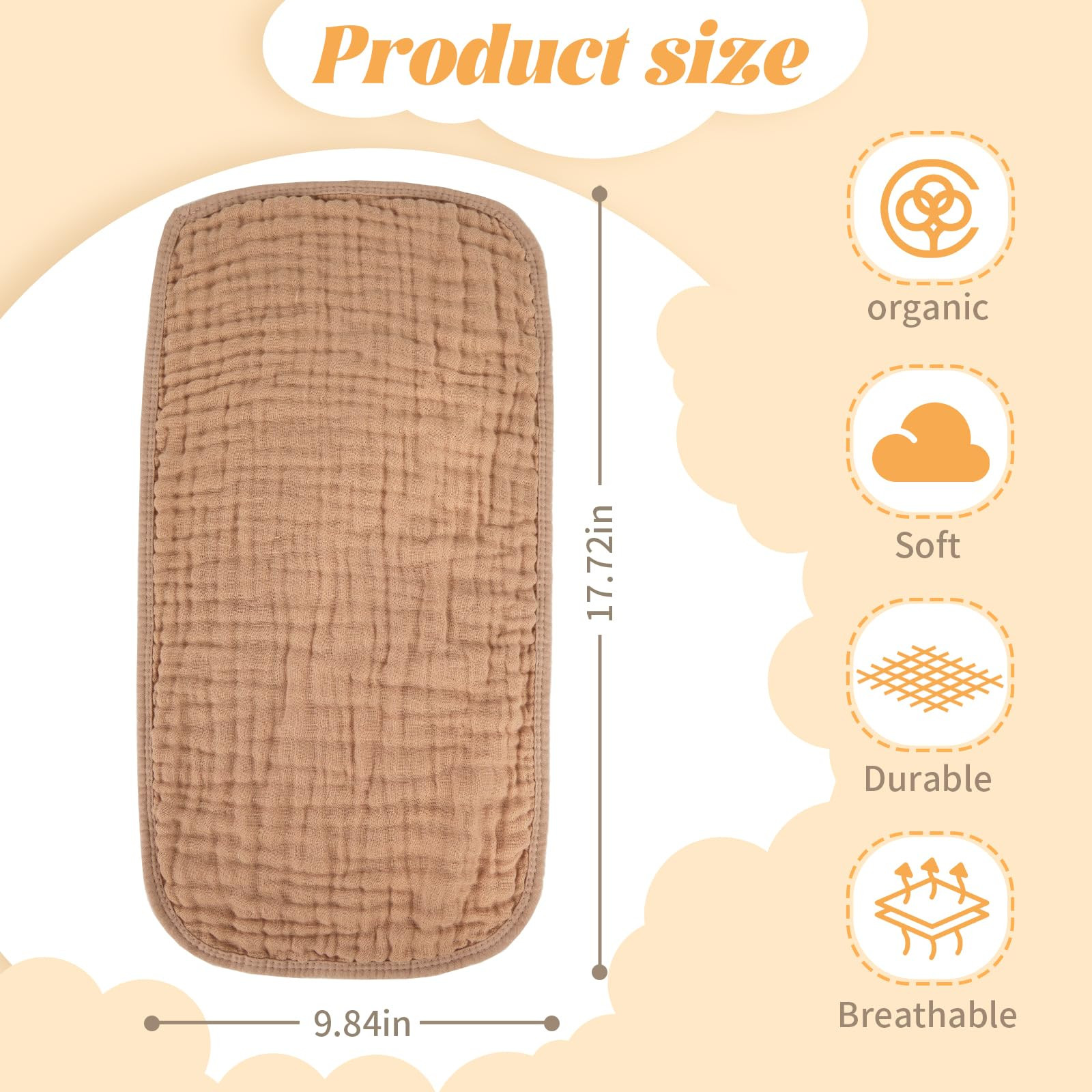 Baby Burp Cloth 100% Cotton Newborn Cotton Muslin Burp Cloth 10x20 inches (Pink & Coffee 5 Pieces... | Amazon (US)