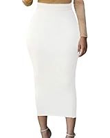 Urban CoCo Elastic High Waist Knee Length Pencil Skirt Ribbed Knit Basic Tube Midi Skirt | Amazon (US)