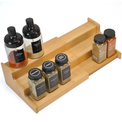 JinDoWin Spice Rack Organizer For Cabinet, Spice Organization For Cabinet, Spice Rack For Countertop,15.7 Inch Adjustable Seasoning Organizer Spice Organizer (1 Pack, Medium) | Amazon (US)