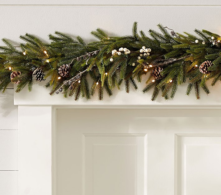 Lit Frozen Pine Garland | Pottery Barn Kids