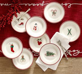 Holiday Classics Appetizer Plates - Mixed Set of 8 | Pottery Barn CA