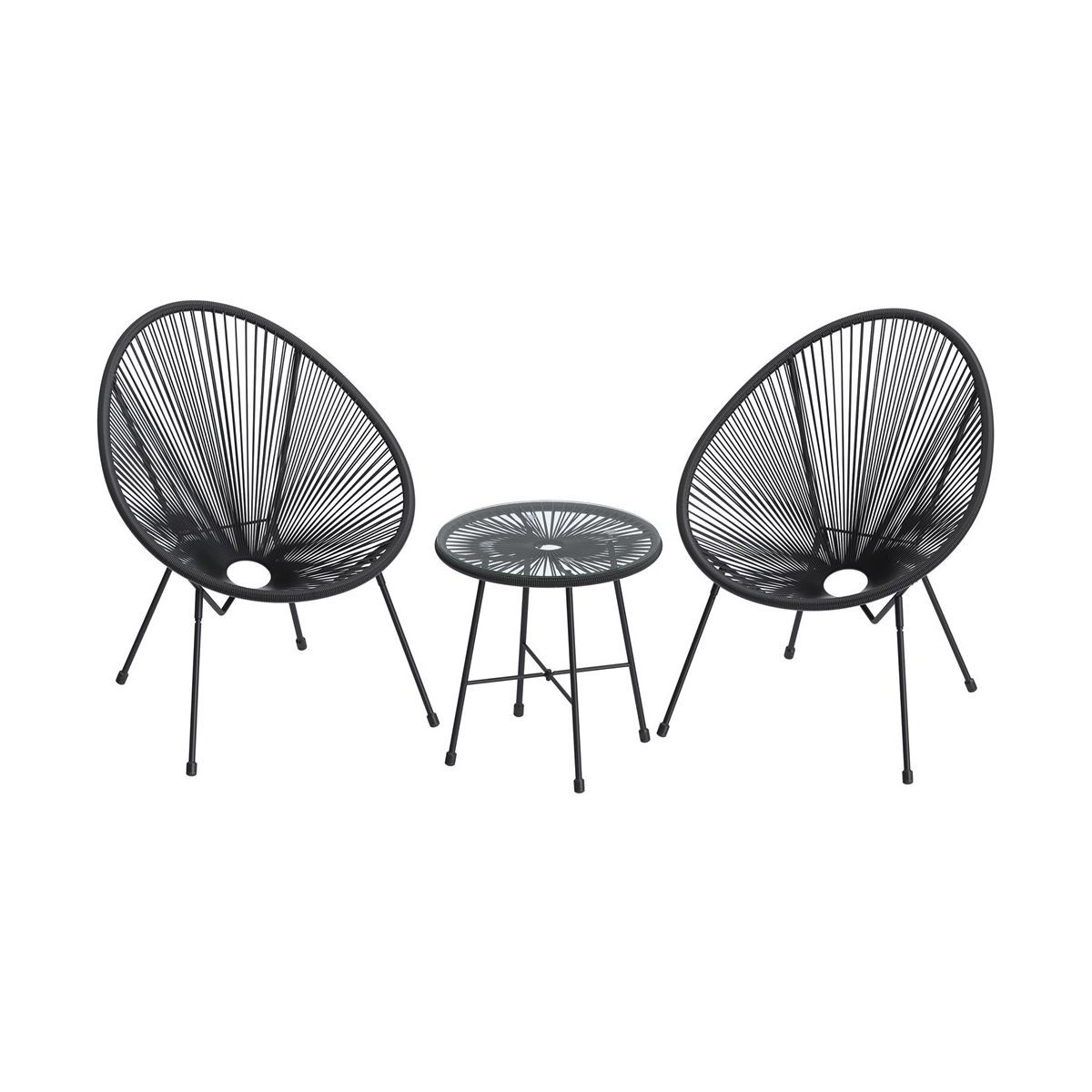 SONGMICS 3-Piece Seating Acapulco, Modern Patio Furniture, Glass Top Table and 2 Chairs Indoor an... | Target