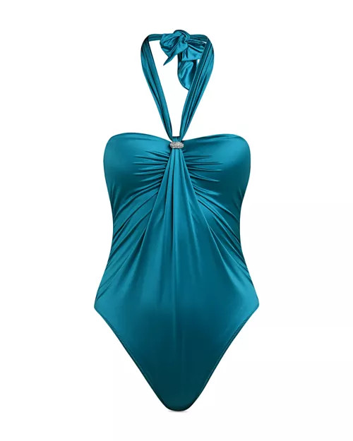 L'AGENCE Althea Liquid Shine Halter One Piece Swimsuit | Bloomingdale's Women | Bloomingdale's (US)