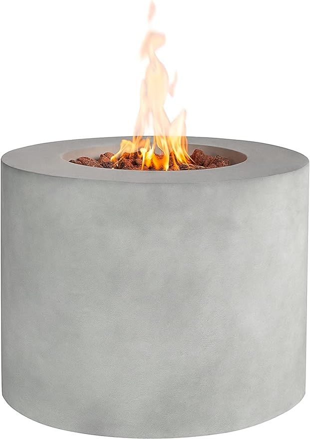 32" Round Concrete Fire Pit Table, Gas Fire Pit, Outdoor Concrete Fire Table, Propane Fire Pit Ta... | Amazon (US)