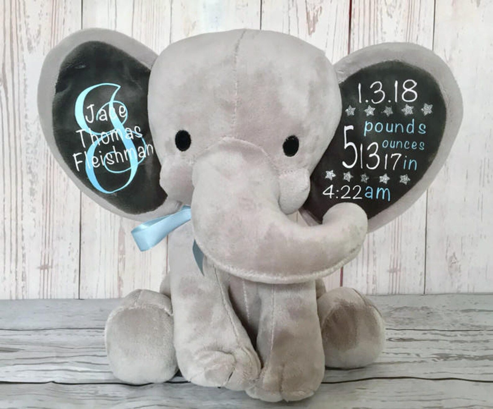 Baby Boy Birth Stat Elephant, Stuffed Animal,  Newborn Gift, Baby Gift, Newborn Present, Newborn ... | Etsy (US)