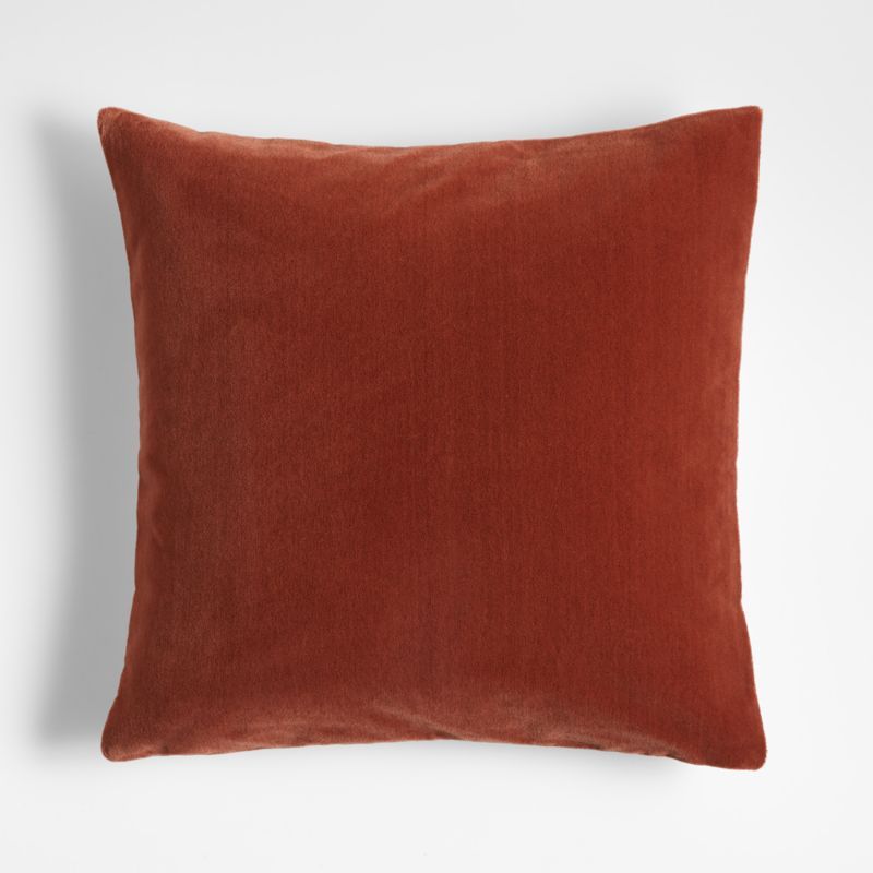 Terracotta 20"x20" Square Reversible Faux Mohair Linen Decorative Throw Pillow with Feather-Down ... | Crate & Barrel