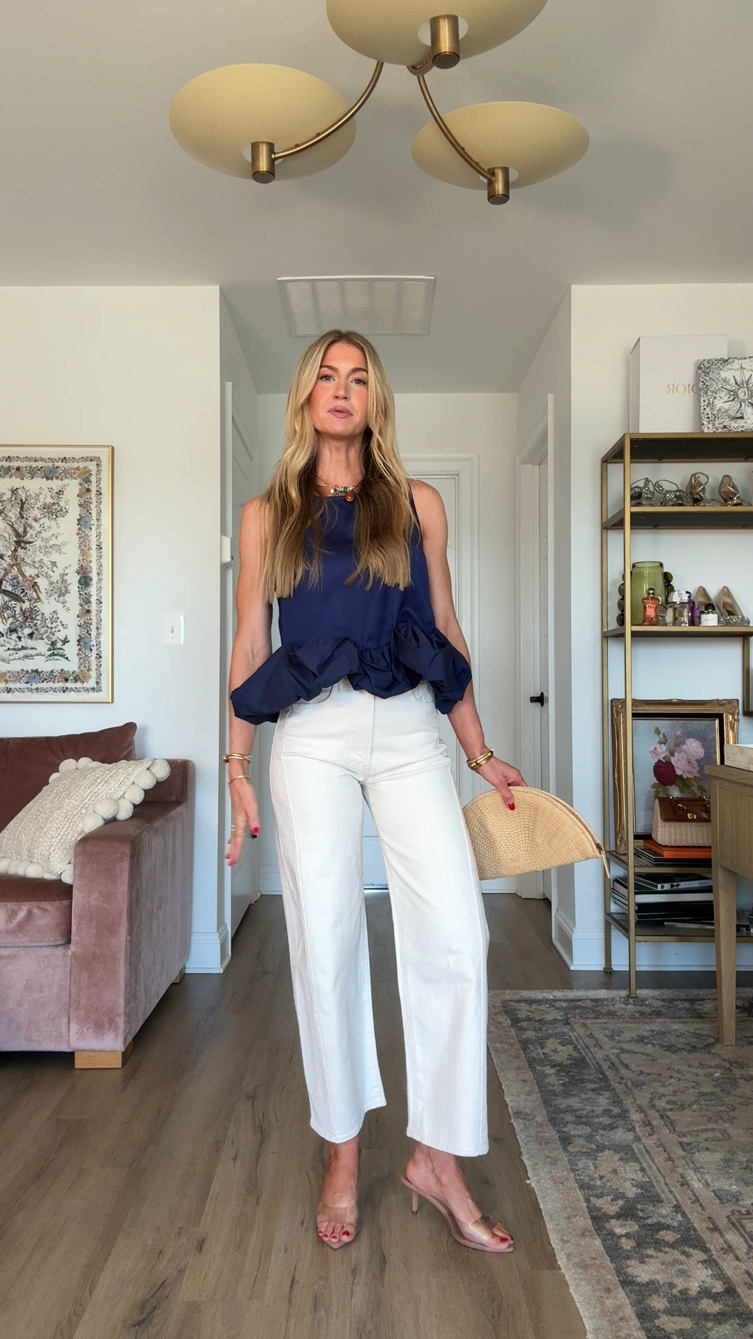 My whole outfit is 20% off with code LEANNE20 at Anthropologie! Would be such a great outfit for 4th of July. 

Navy bubble tank: runs TTS, wearing a S
Cream jeans: TTS, wearing a 25
Invisible heels: TTS

#LTKSaleAlert #LTKgrwm #LTKootd