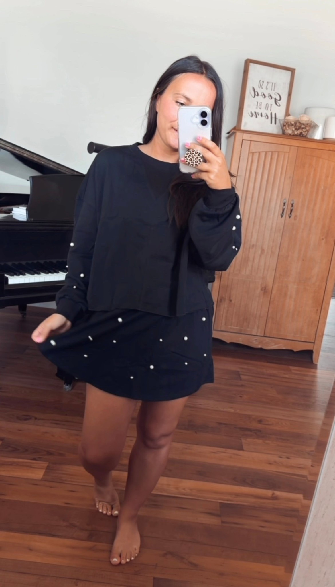 This is so cute. The only thing I don’t like is the skirt isn’t all the way around. It’s shorts in the back. 