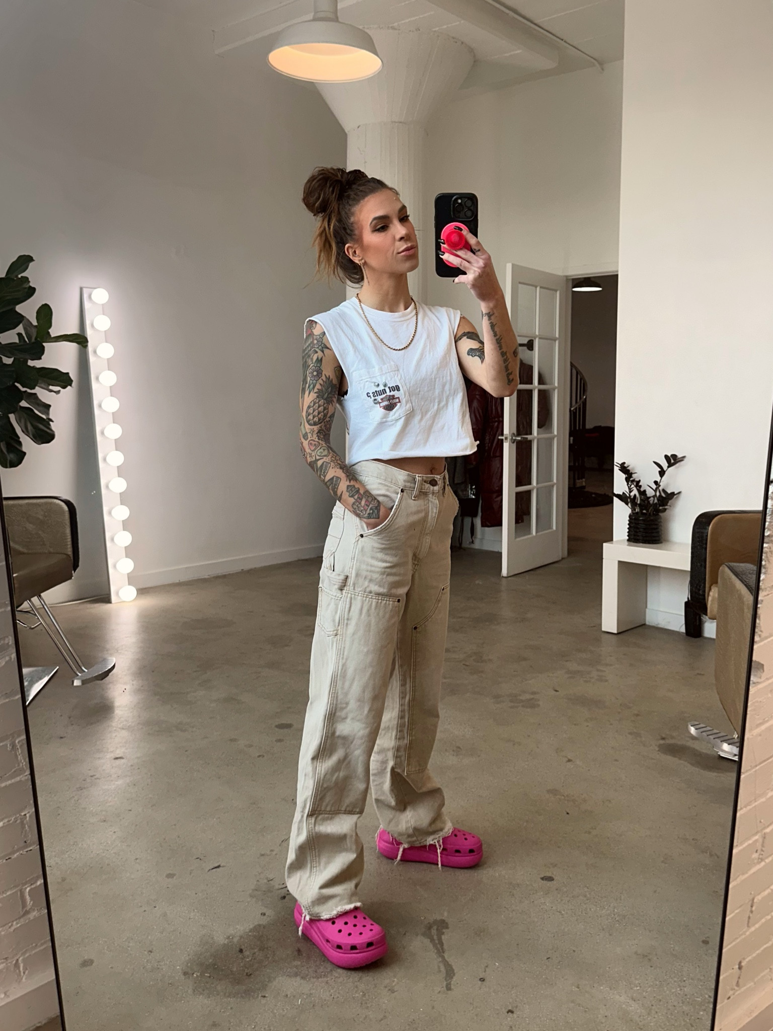 I can not believe I caved and bought crocs. Who tf am i? 

Also go to your local Harley store and grab an on sale pocket t and some scissors and wahhh lahhhhhh 🪄 

#LTKsalealert #LTKshoecrush #LTKfindsunder50