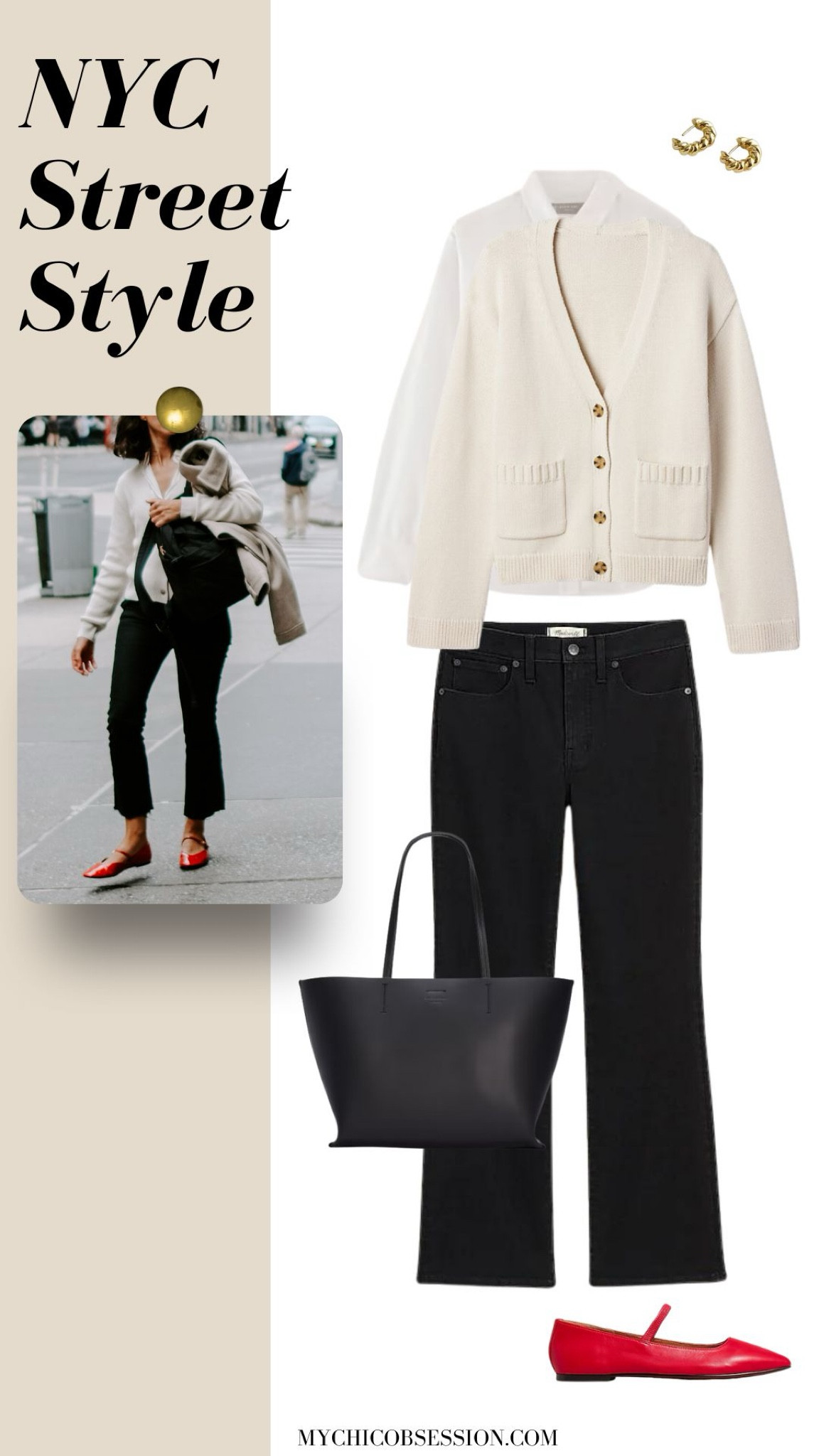 Spotted in NYC fall outfit ideas: a pop of red. Try a red pair of Mary Jane flats with a cream v-neck cardigan, a white Oxford button-down, and black kick crop jeans.

#LTKStyleTip #LTKShoeCrush #LTKSeasonal