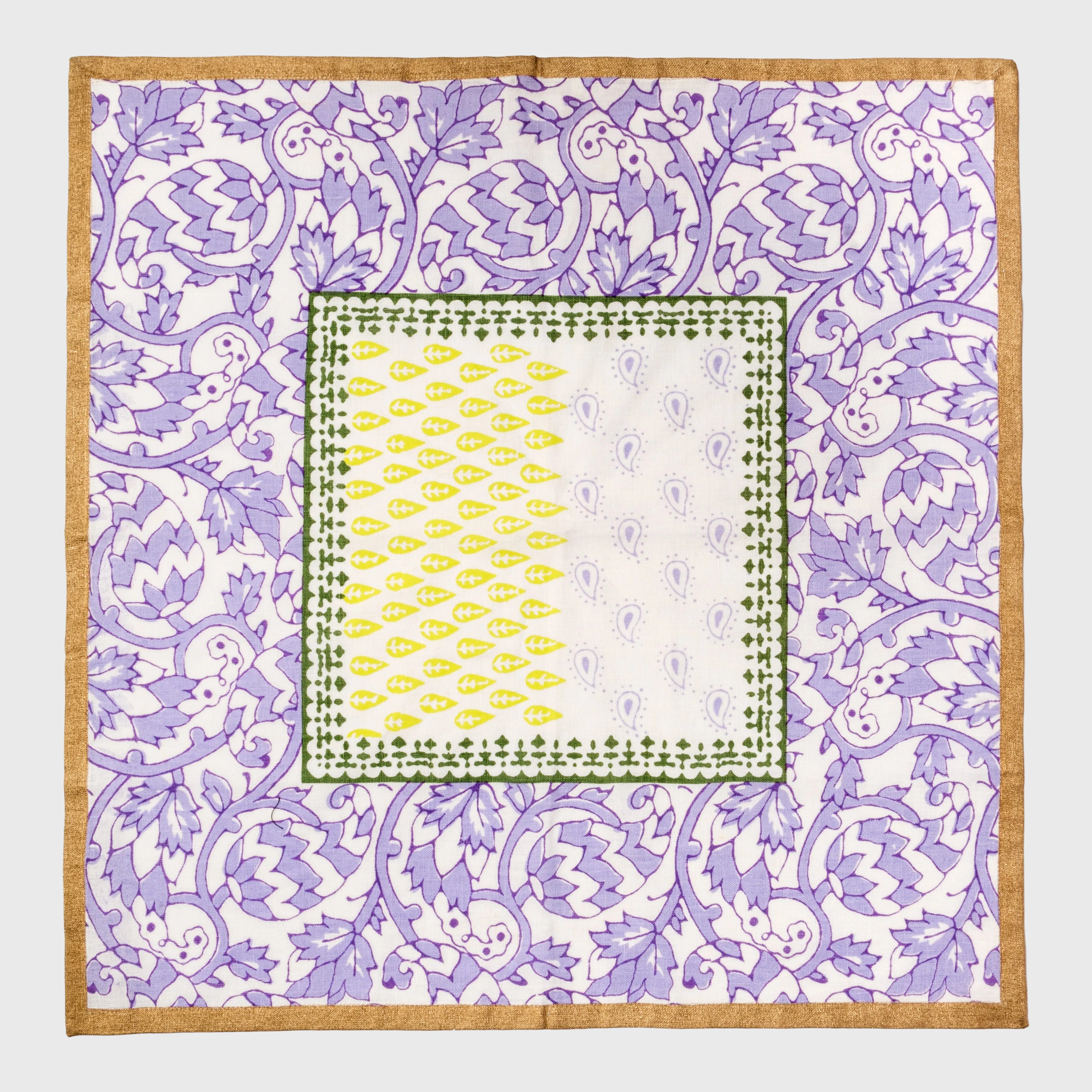 Joyful block print napkin, lilac, set of two | Joanna Buchanan