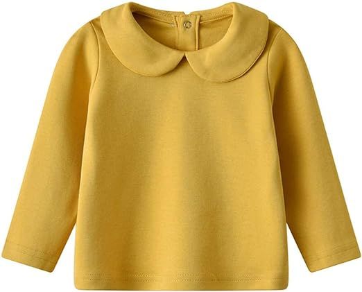 Auro mesa Infant Kids Girls Cotton Solid Long-Sleeve Peter Pan Collar T-Shirts Tops Tees for 1-4Y... | Amazon (US)