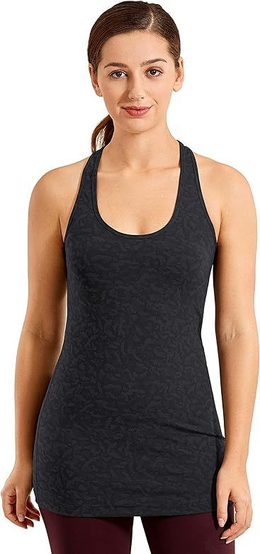 CRZ YOGA Racerback Workout Tank Tops for Women Long Athletic Yoga Tops Sleeveless Shirts Slim Fit | Amazon (US)