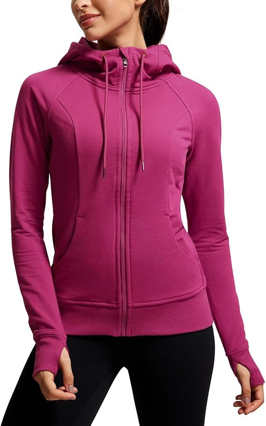CRZ YOGA Women's Full Zip Hooded Sweatshirts Workout Sweat Jackets Slim Fit Running Track Hoodies... | Amazon (US)