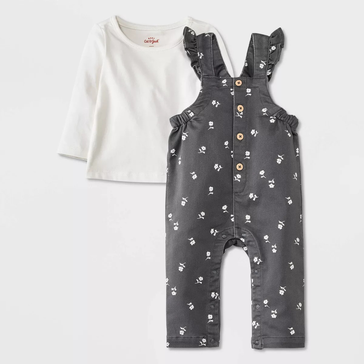 Baby Girls' Floral Shortalls Set - Cat & Jack™ Off-White | Target