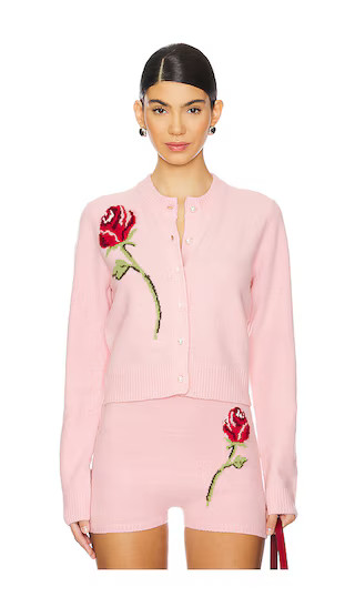 Ginnie Rose Embroidered Cardigan in Powder Pink | Revolve Clothing (Global)