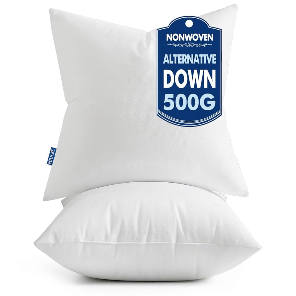 MIULEE Set of 2 Throw Pillow Inserts 20x20 Inches, 100% Virgin Filling Nowoven Pillow Inserts for... | Amazon (US)