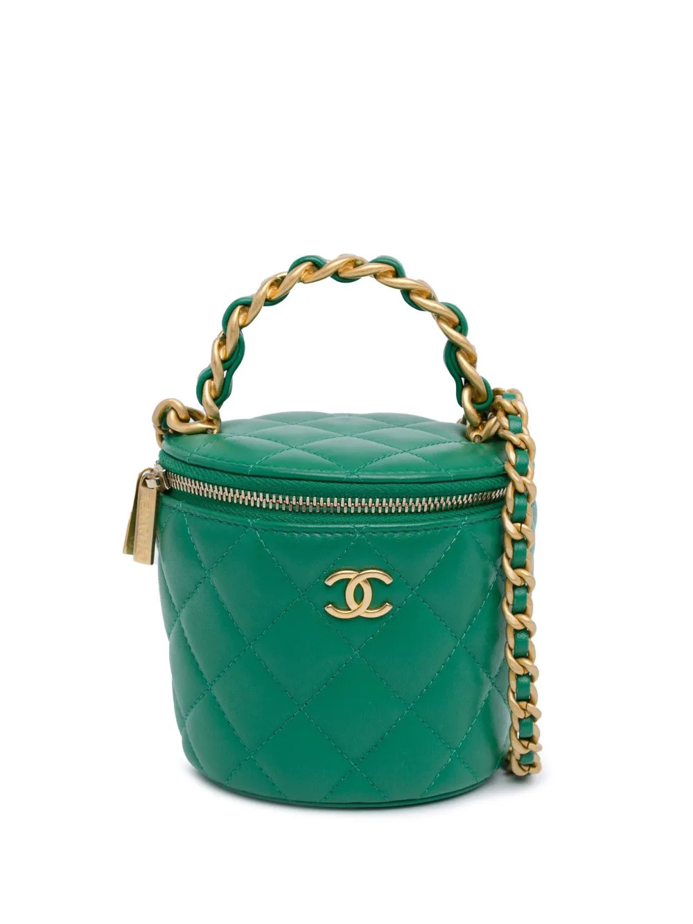 CHANEL Pre-Owned 2021-2024 Quilted Lambskin Afternoon Tea Vanity Case with Chain satchel - Green | Farfetch Global