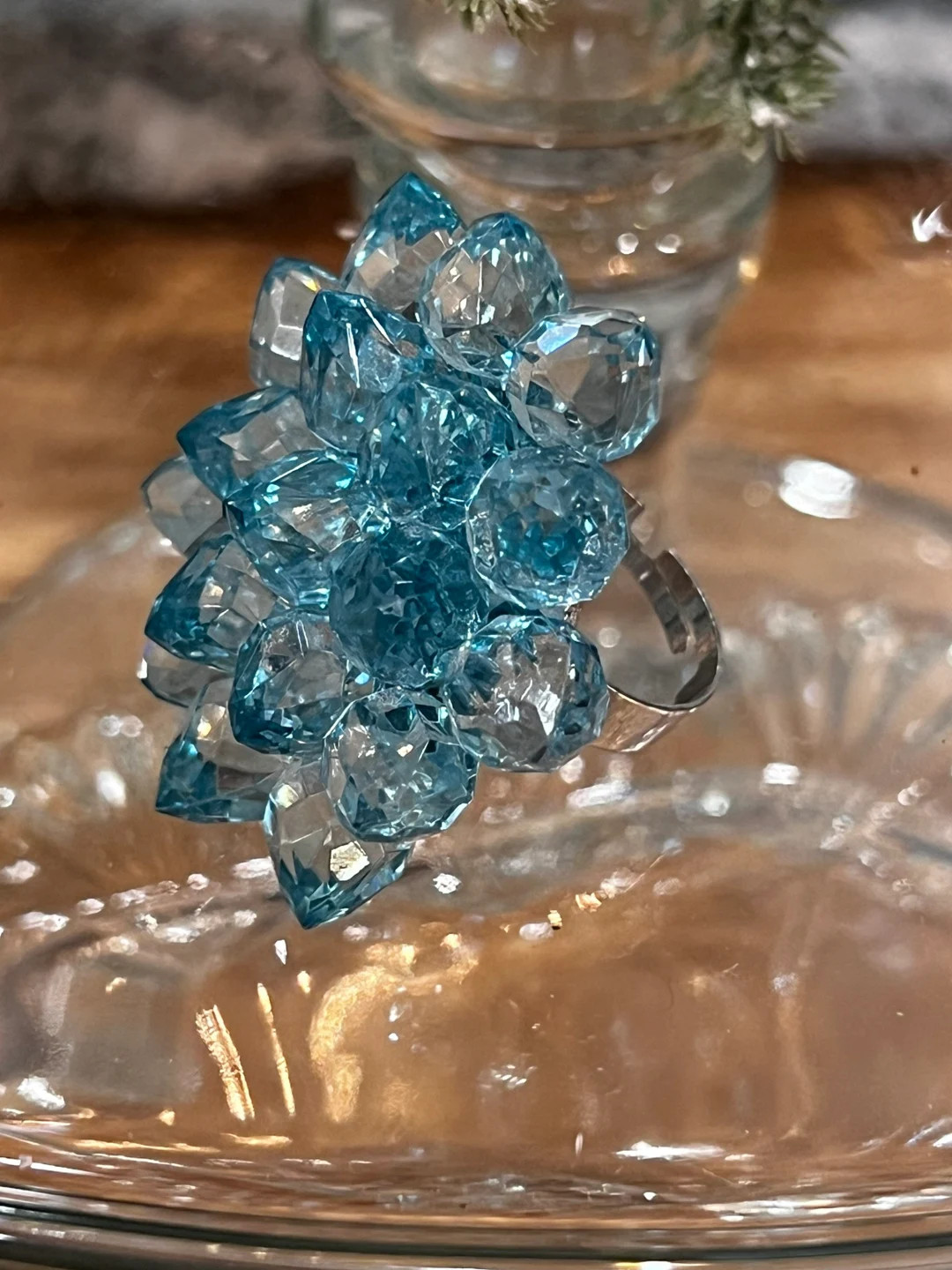 Beautiful Vintage Sky Blue Crystal Beaded Cluster Ring, Taylor Swift, Eras - Etsy | Etsy (US)