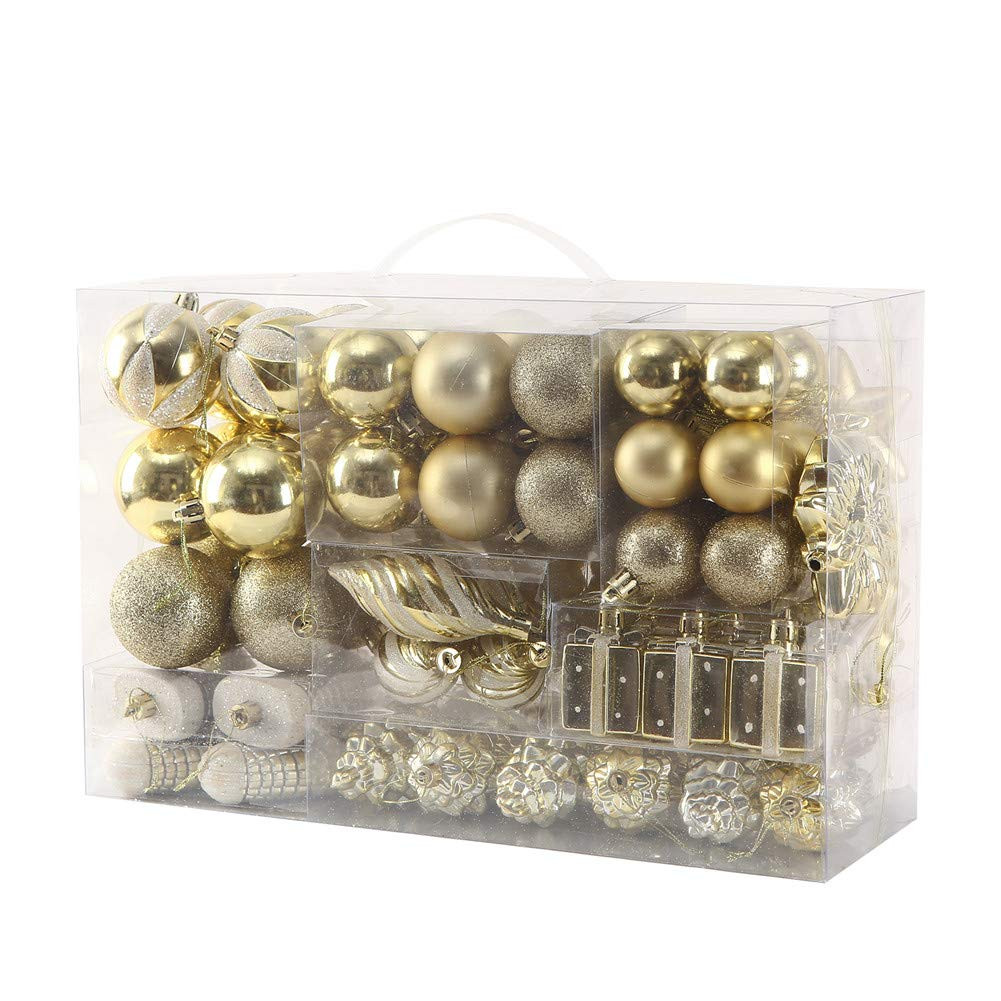 Sattiyrch 76ct Christmas Tree Ornaments Set,Golden Shatterproof Christmas Balls Decorations,Xmas ... | Amazon (US)