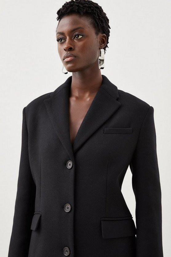 Italian Wool Mix Single Breasted Midi Coat | Karen Millen US