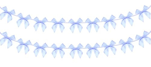 2pcs Bow Garland Banner, Ribbon Bow Party Decorations for Baby Shower Girls Bow Coquette Birthday Party Decor (Blue) | Amazon (US)