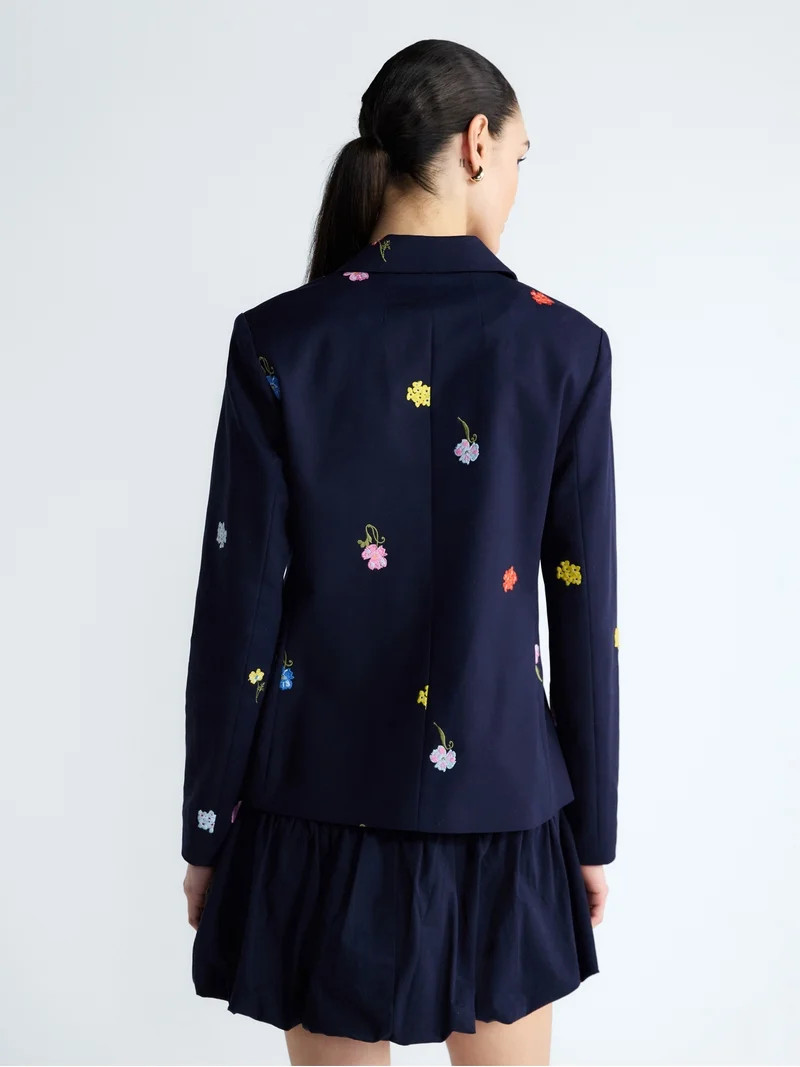 Free Assembly Women's Embroidered Single Breasted Blazer, Sizes XS-XXL | Walmart (US)