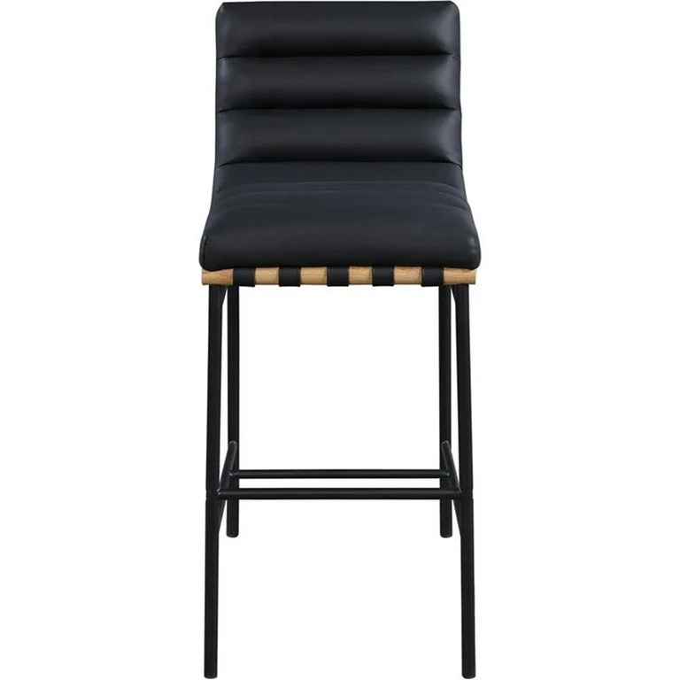 Meridian Furniture Vegan Leather Bar Stool, Black - Walmart.com | Walmart (US)
