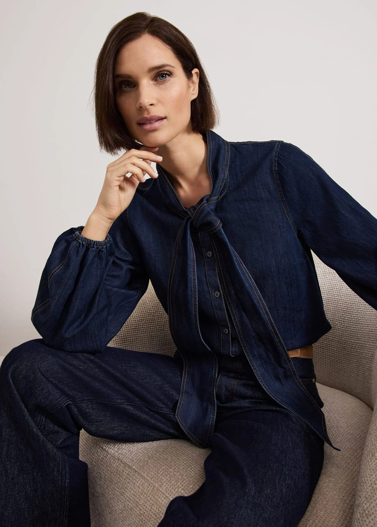Penelope Denim Tie Blouse | Phase Eight UK | | Phase Eight (UK)