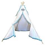 Personalized White and Turquoise Lace Kids Teepee Tent, Play Teepee, Birthday Sleepover, Slumber Par | Amazon (US)