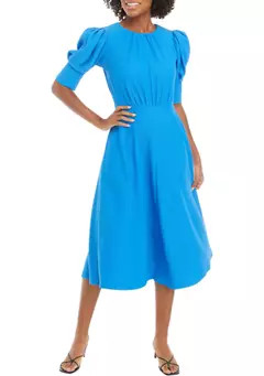 Maison Tara Women's Puff Sleeve Pleated Dress | Belk