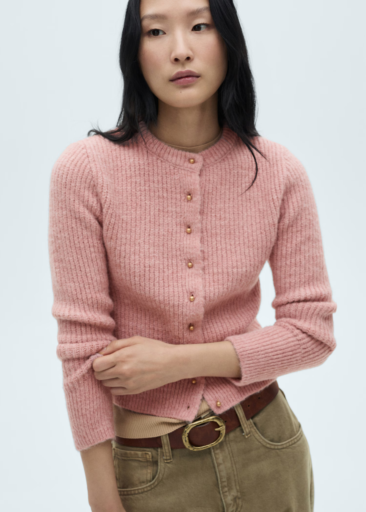 Knitted cardigan with jewel button - Women | MANGO USA | Mango (US/MX/AU)