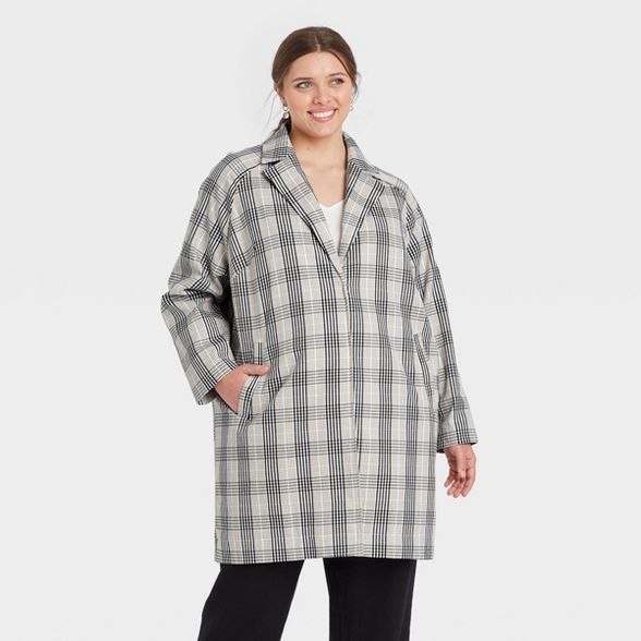 Women's Plaid Overcoat - A New Day™ Gray | Target