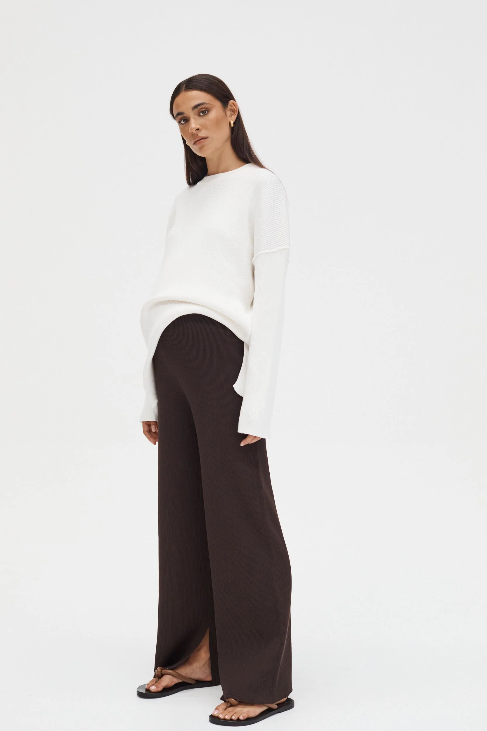 Celeste Wide Leg Pant (Chocolate) | Legoe Heritage Maternity APAC