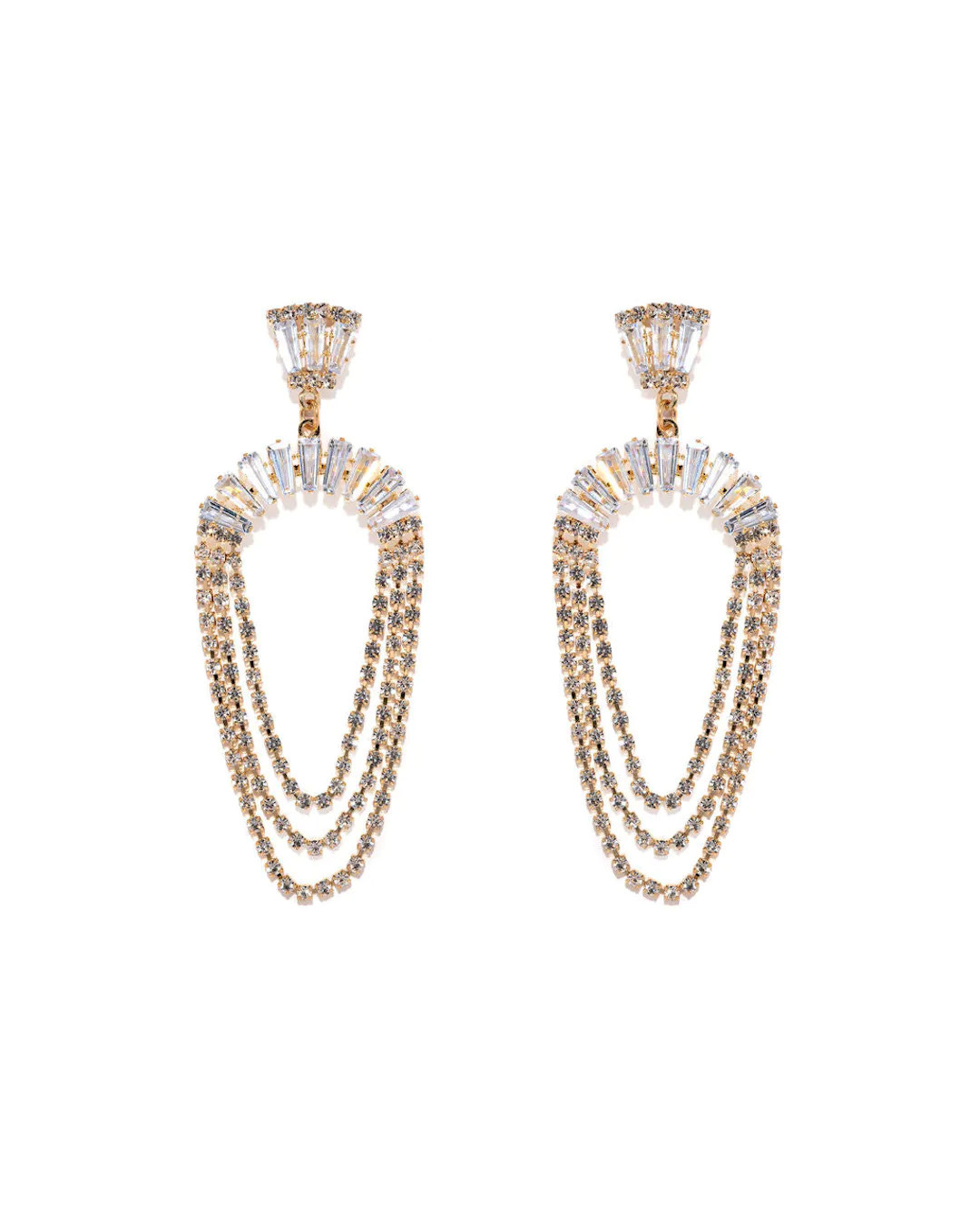 Alexa Crystal Chain Drop Earrings - Gold | VICI