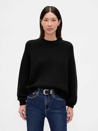 Cotton-Blend Relaxed Crewneck Sweater | Gap (CA)